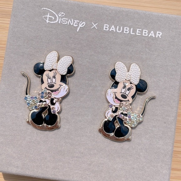 Brand New Disney x BaubleBar Minnie Mouse Pearl Beaded Bow Pastel Post Earrings - Picture 4 of 10